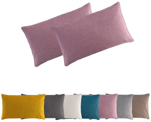 MOON Heimtextilien Kissenhülle 2er Pack Kissenbezug versch. Größen Polyester Reißverschluss Moon, Leinen-Optik