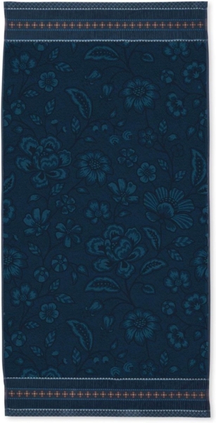 PIP Studio Handtuch Jasmin Dark Blue 55x100 cm Jacquard Frottee Blumen blau