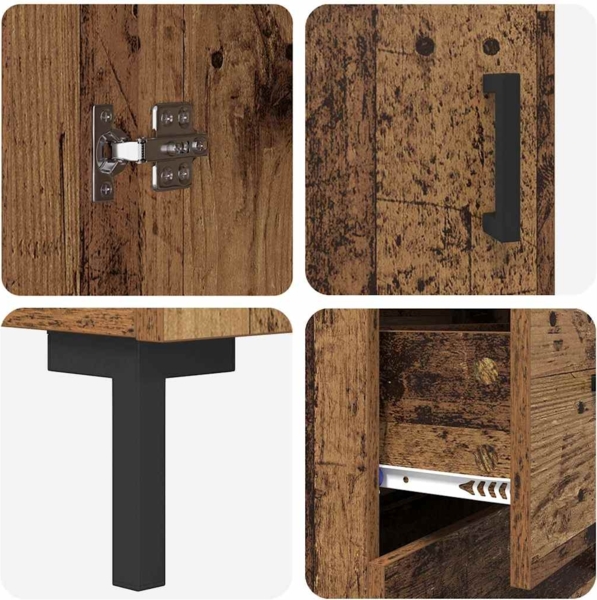 vidaXL Highboard Wandmontiert Altholz 69,5 x 34 x 180 cm Holzwerkstoff 3415714 Bild 10