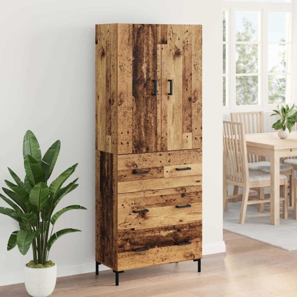 vidaXL Highboard Wandmontiert Altholz 69,5 x 34 x 180 cm Holzwerkstoff 3415714 Bild 3