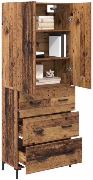 vidaXL Highboard Wandmontiert Altholz 69,5 x 34 x 180 cm Holzwerkstoff 3415714 Bild 2