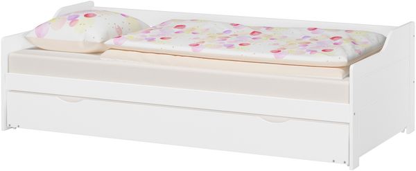 Sofabett Couchbett Bettgestell 90x200 Einzelbett Gästebettkasten Massivholz weiß 60.34-09WM