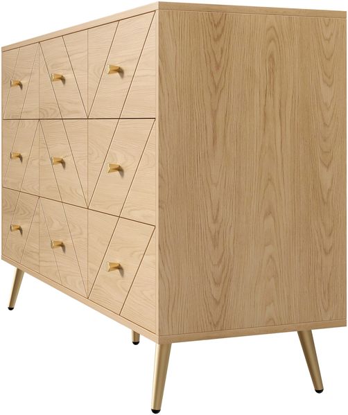 Kommode, Spanplatte mit Metallbeinen & 9 Schubladen, 120x39x80 cm, Natural Bild 6