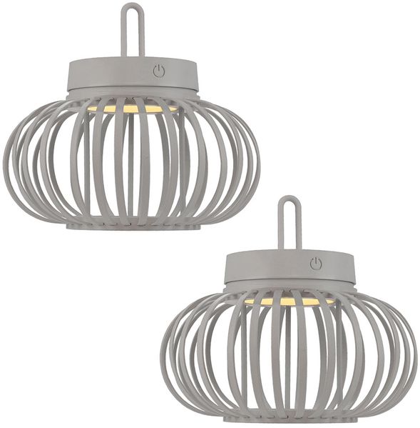 2er Set LED Pendel-/Tischleuchte, sandfarben, Touchdimmer, D 25 cm