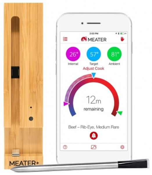 MEATER Plus Kabellose Grillthermometer inkl. Batterie, Holz / Edelstahl, natur / grau, 3,7 x 15,7 x 2,8 cm Bild 4