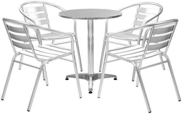 vidaXL 5-tlg. Garten-Essgruppe Aluminium Silbern 48720