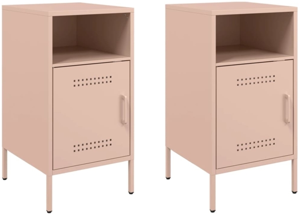vidaXL Nachttische 2 Stk. Rosa 36x39x68 cm Stahl 843069