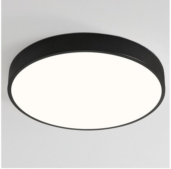 style home Deckenleuchte LED Deckenlampe Flach Rund lampe, 36W, LED fest integriert, Warmweiß 3000K, nicht dimmbar, Schwarz 40*40*4cm für Schlafzimmer Wohnzimmer Küche Büro Flur Diele