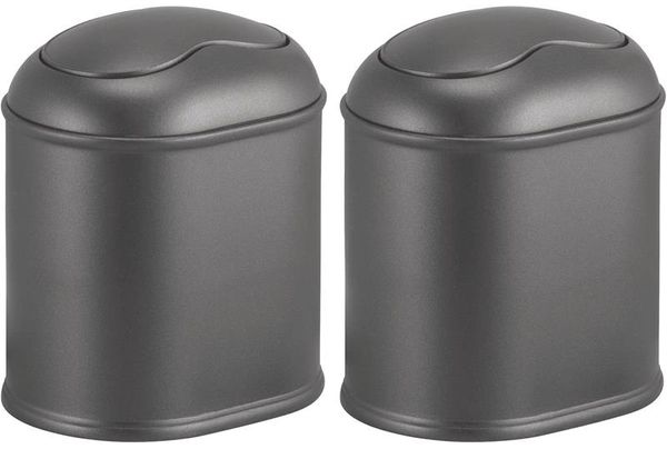 Mülleimer Kosmetikeimer Schwingdeckel Abfalleimer 2er Set mDesign anthrazit