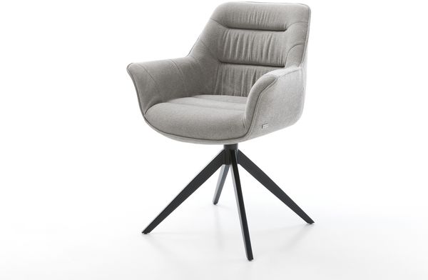 Drehstuhl Kaira-Flex Strukturstoff Soft Grau Kreuzgestell breit Schwarz 360° drehbar Wippfunktion