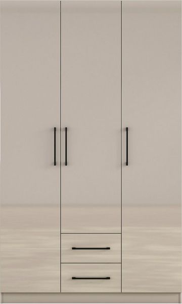 OTTO home Kleiderschrank Sylt Schlafzimmerschrank Garderobe Schrank hochglanz (hochwertige schwarze Metallgriffe) Drehtürenschrank mit perfekter Innenausstattung, Breite 120cm