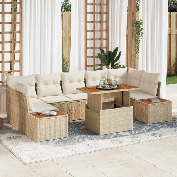 vidaXL Garten Essgruppe mit Kissen 8 pcs Beige und Creme 3350048