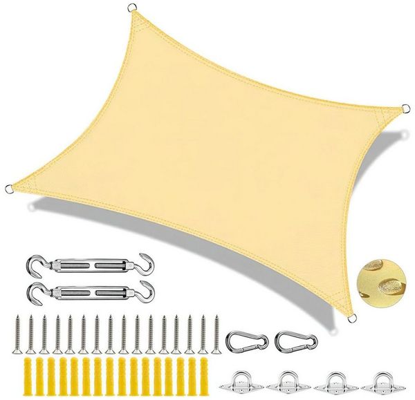 HEYHIPPO Sonnensegel Wasserfester Sonnenschutz für den Garten, Sonnensegel,Terrassenmarkise, (Rechteckiges Design,geeignet für Schwimmbäder,Terrassen,Balkone,Gärten), Outdoor-Abdeckung Überdachung Oxford-Gewebe PU-Beschichtung 2 × 3 m