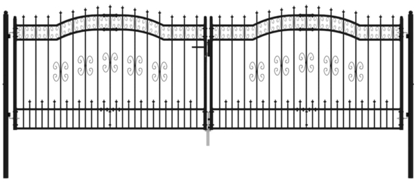 vidaXL Zauntor mit Speerspitze Schwarz 406 x 125 cm Pulverbeschichteter Stahl 151101