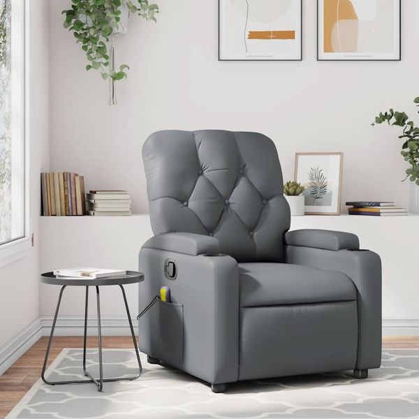 vidaXL Massagesessel Relaxsessel Grau Kunstleder 3206086