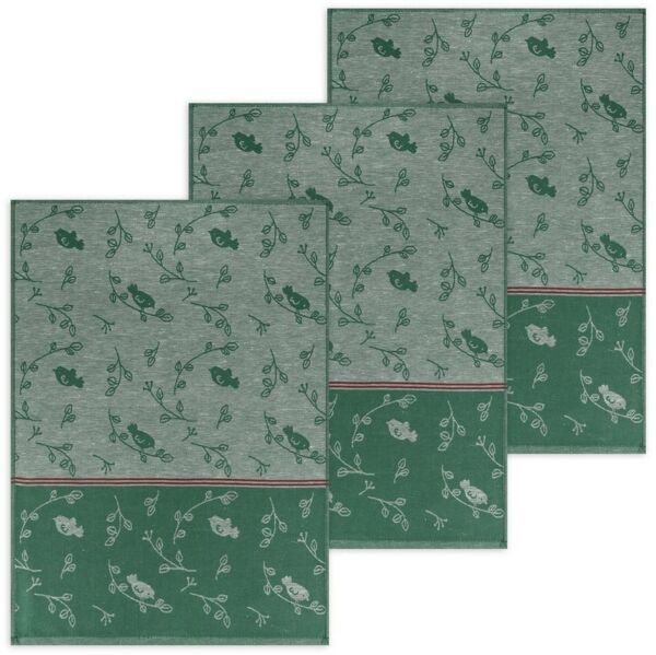 Kracht Geschirrtuch Piepmatz, (Set, 3-tlg, Set), 3er Pack Geschirrtücher (3 Stück), ca. 50 x 70 cm, Halbleinen Jacquard