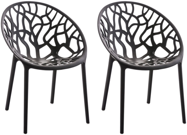CLP 2er Set Gartenstuhl Hope, Modernes Design, Wetterfest, Stapelbar, Mit Armlehnen,schwarz