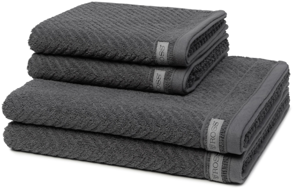 Ross Smart 4 tlg. Frottier-Set - 2 X Handtuch (50 X 100cm), 2 X Duschtuch (70 X 140cm) - 520 g/m2 - Schiefer