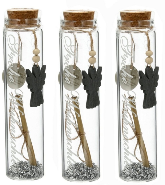 Annastore Geschenkbox 3 x Glasröhrchen mit Korken für Geldgeschenke Geldverpackung, H 15,5 cm