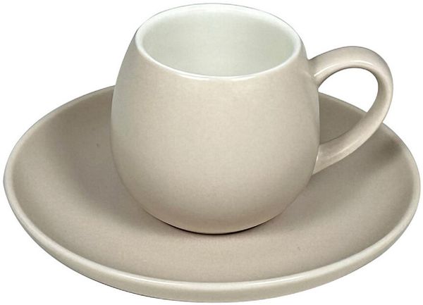 Schäfer Mokkaservice 12-teiliges Mokka-Set – 90 ml Tassen und runde Unterteller Taupe
