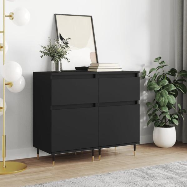 vidaXL Sideboards 2 Stk. Schwarz 40x35x70 cm Holzwerkstoff 831135