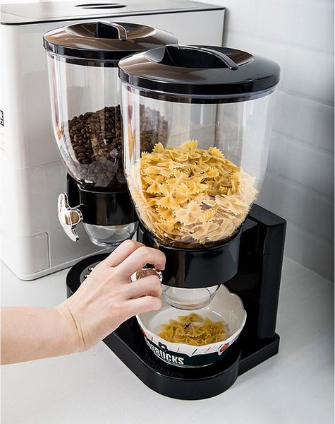 JEOBEST Müslispender Müslispender Doppelt, Cerealienspender, 3.5 Liter-Behälter, Drehsystem, Kunststoff, Luftdichter