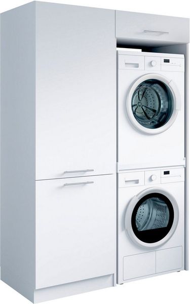 Laundreezy Mehrzweckschrank-Set Laundreezy, 2-tlg. Mehrzweckschrank-Set B/H/T 128/238/68 cm, (2-St), Breite 128 cm, Soft-Close-Funktion, höhenverstellbare Füße