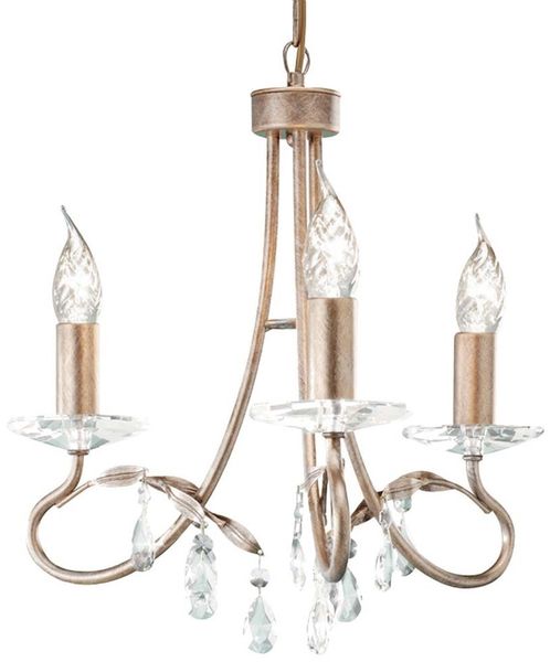 Kronleuchter, Hängelampe, Stahl Kristalle, Silber Gold, D 36 cm