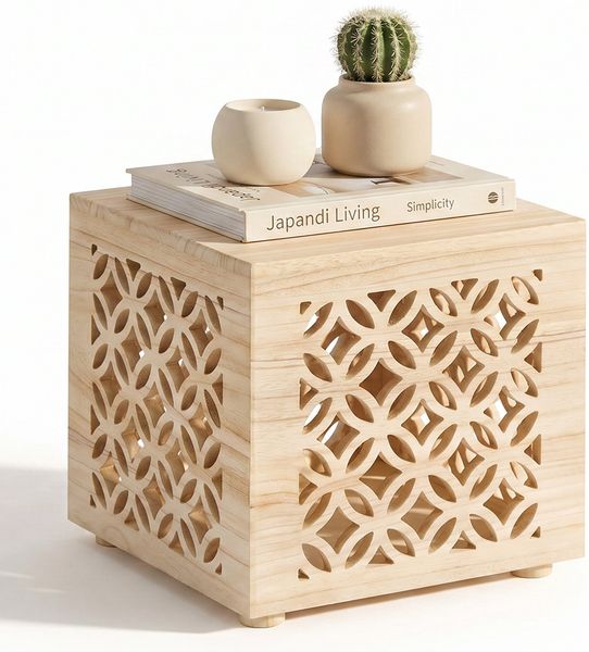 Hocker Beistelltisch, Holz Braun Natur, 38x40 cm