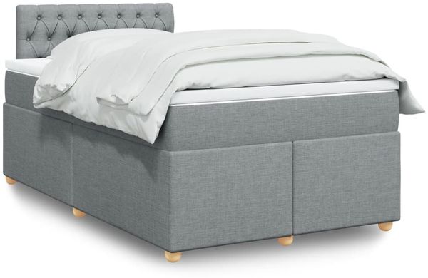 vidaXL Boxspringbett mit Matratze Hellgrau 120x200 cm Stoff 3286654