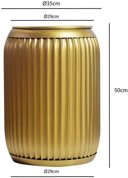 Beistelltisch Metall Rund 35cm Gold mit abnehmbarer Tischplatte - Design Wohnzimmertisch mit Stauraum - Extravaganter Couchtisch Rillenoptik - Moderner Sofatisch Klein Handmade Bild 4