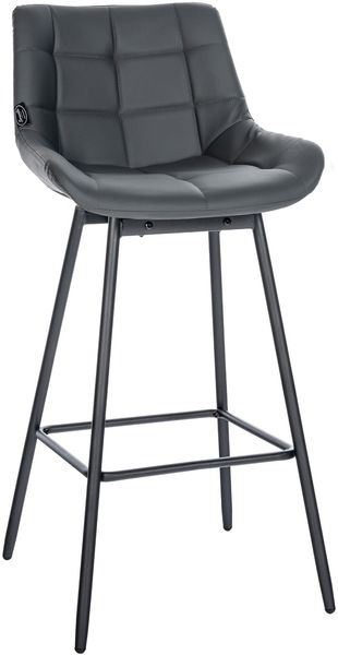Barhocker VISEN - Kunstleder Grau 49x56x105 cm | Barstuhl Mit Lehne Drehbar Tresenhocker Tresenstuhl Kneipenhocker Kneipenstuhl