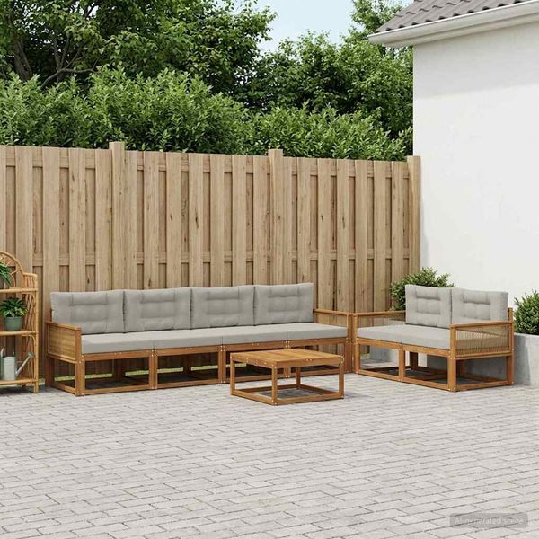 vidaXL Outdoor-Sofagarnitur 7 pcs Natur und Hellgrau 3382369