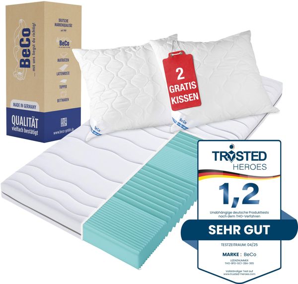 BeCo Mona Basic mit Gratis Kissen Größe 160 x 200 cm Härtegrad H3 (80 kg - 120 kg)