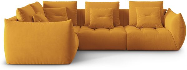 Micadoni Ecksofa Bloom 4-Sitzer Links Samt Gelb