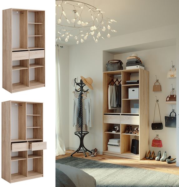 Kleiderschrank Elmo Sonoma 100 x 200 cm mit 2 Schubladen Vicco Bild 2