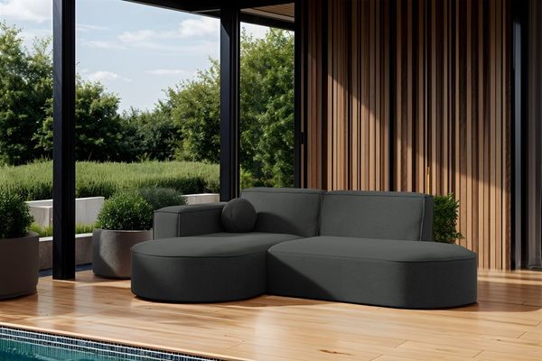 Garten Ecksofa SUNDAY XS in wetterfester Stoff ART-N Anthrazit Ottomane Links