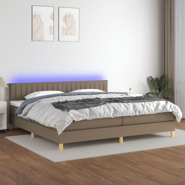 vidaXL Boxspringbett mit Matratze & LED Taupe 200x200 cm Stoff, Härtegrad: H2 [3133905]