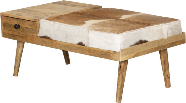 Sitzbank ARNO mit Stauraum - Mangoholz Braun 40x52,5x100,5cm | Holzbank Wohnzimmerbank Bild 4