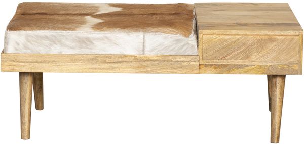 Sitzbank ARNO mit Stauraum - Mangoholz Braun 40x52,5x100,5cm | Holzbank Wohnzimmerbank Bild 5