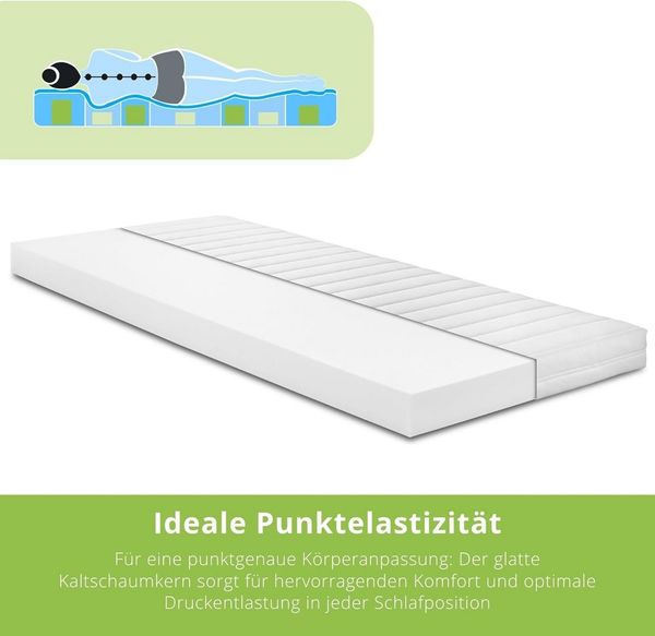 Kaltschaummatratze Comfort Line KS, 90x200 cm, 140x200 cm und weitere Größen, Bodyprotect, 10 cm hoch, punktelastisch, in verschiedenen Härtegraden Bild 2