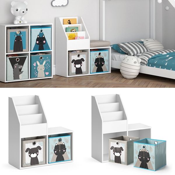 Kinderregal Luigi Weiß 30.9 x 79 cm Mini, mit 2 Faltboxen opt. 4 Vicco Bild 2
