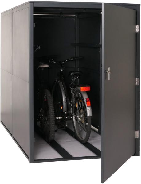 Mendler 2er-Fahrradgarage HWC-L56c, abschließbar, Metall Anthrazit, 160 x 113 x 209 cm