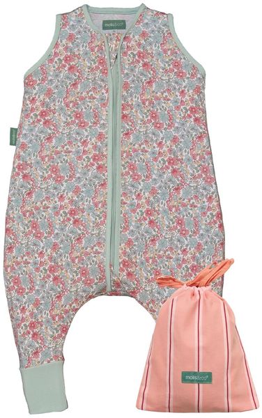 molis&co - Baby Schlafsack mit Füßen 0.5 TOG - Sommerschlafsack für Jungen - Kinder Babyschlafsack mit Beinen - 100% Baumwolle (Oeko-TEX 100), Premium Qualität - Summer Bloom (100 cm)
