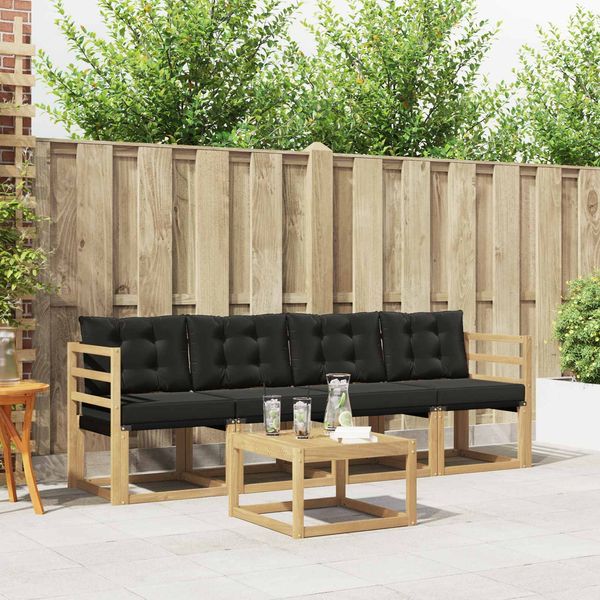 vidaXL Outdoor-Sofagarnitur mit Kissen 5 pcs Weiß und Schwarz 3389178
