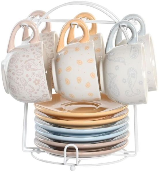 DKD Home Decor Tassen-Set mit Untertassen, Standard