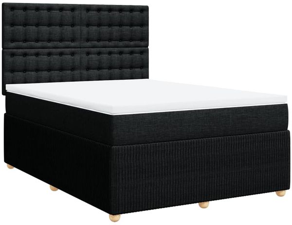 vidaXL Boxspringbett mit Matratze Schwarz 140x200 cm Stoff 3294395 Bild 3
