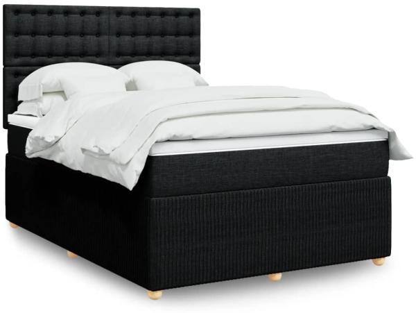 vidaXL Boxspringbett mit Matratze Schwarz 140x200 cm Stoff 3294395