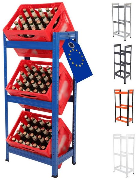 Modo24 Kastenständer Helios Kistenregal Metall, Kellerregal für 2-3 Kisten, Lagerregal, Getränkeregal Stabil Kistenständer Freistehend, Kistenhalter, 5 Farben