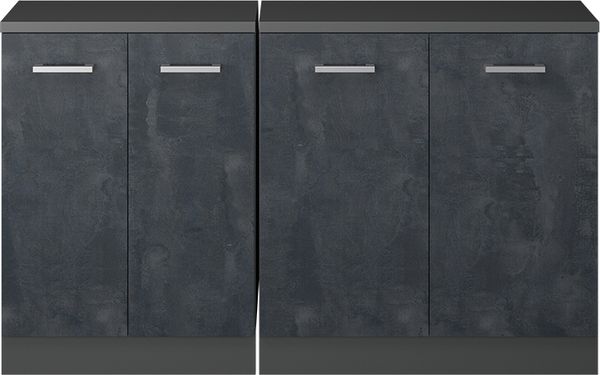 Dachschrägenschrank-Set Rion Schwarz Beton 140 cm 2er Set Schrankkorpuss 60 cm Tiefe Vicco Bild 4